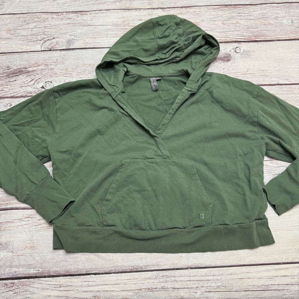 Sweaty Betty After Class Salix Green Relaxed Fit Hoodie Size M Top Sweatshirt - Picture 2 of 9